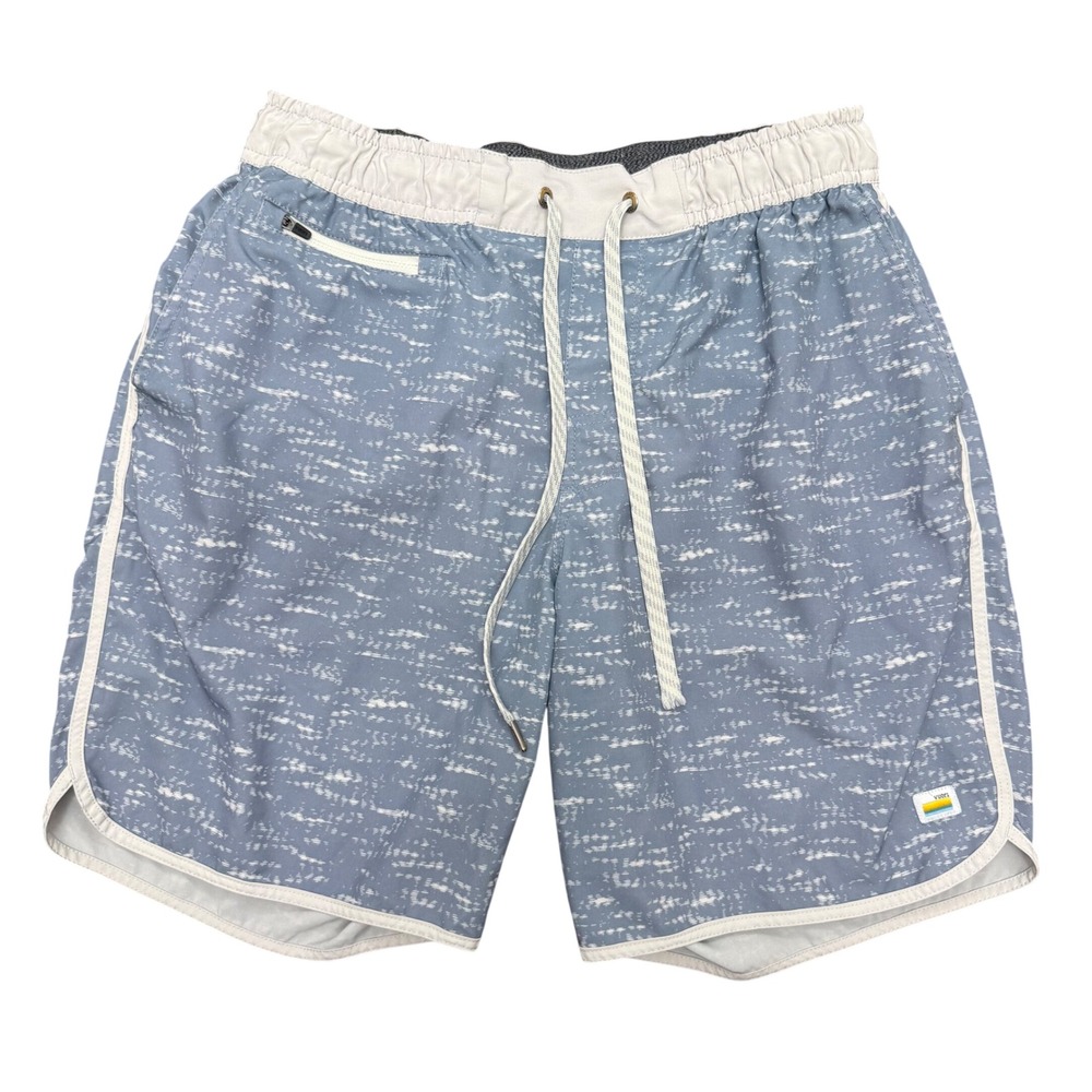 Vuori Banks Shorts Mens Medium Blue White Print V330 Performance Athletic 7.5"